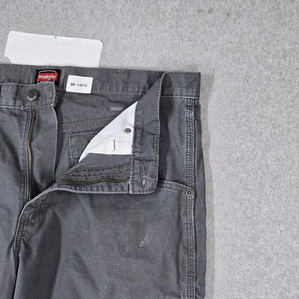 Wrangler Men Pants 34 Gray Cargo Ripstop Work Utility Straight 30